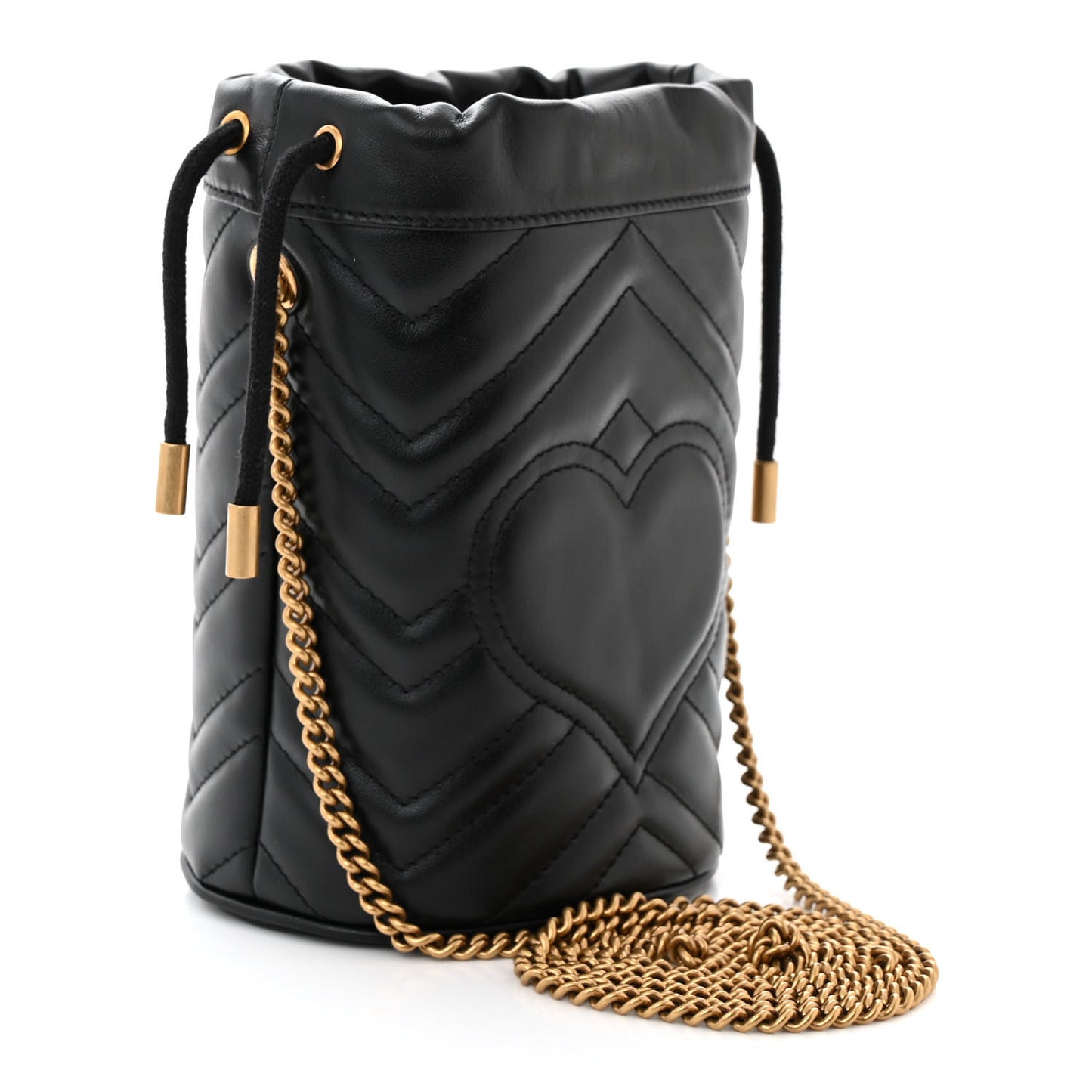 Calfskin Matelasse Mini GG Marmont 2.0 Bucket Bag Black