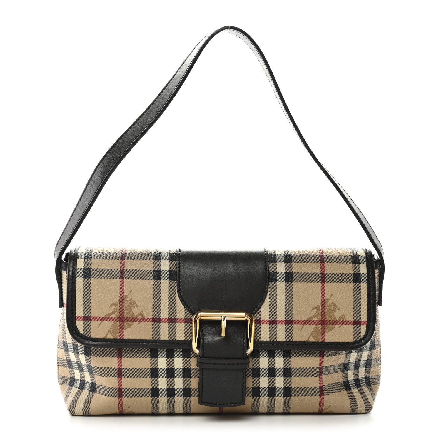 Burberry Haymarket Check Buckle Shoulder Bag Chocolate 1 of 12
