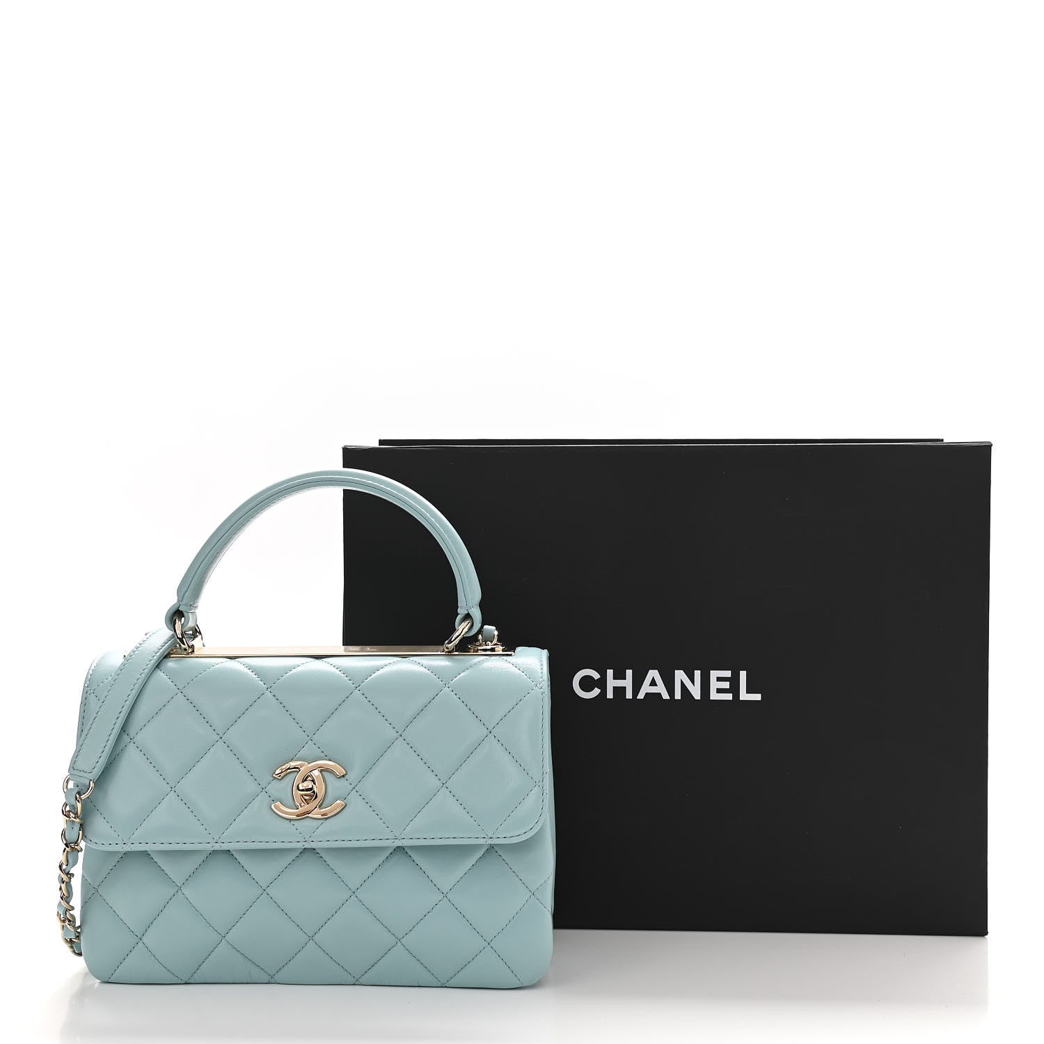Chanel Lambskin Quilted Small Trendy CC Flap Dual Handle Bag Light Blue 10 of 10