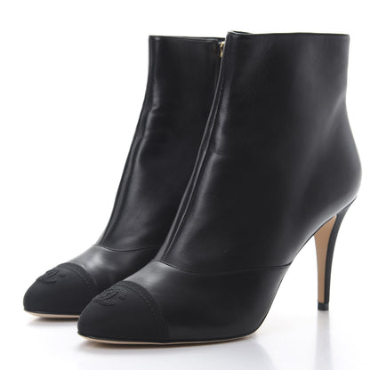 Chanel Lambskin Grosgrain Cap Toe Short Ankle Boots 40.5 Black 3 of 9
