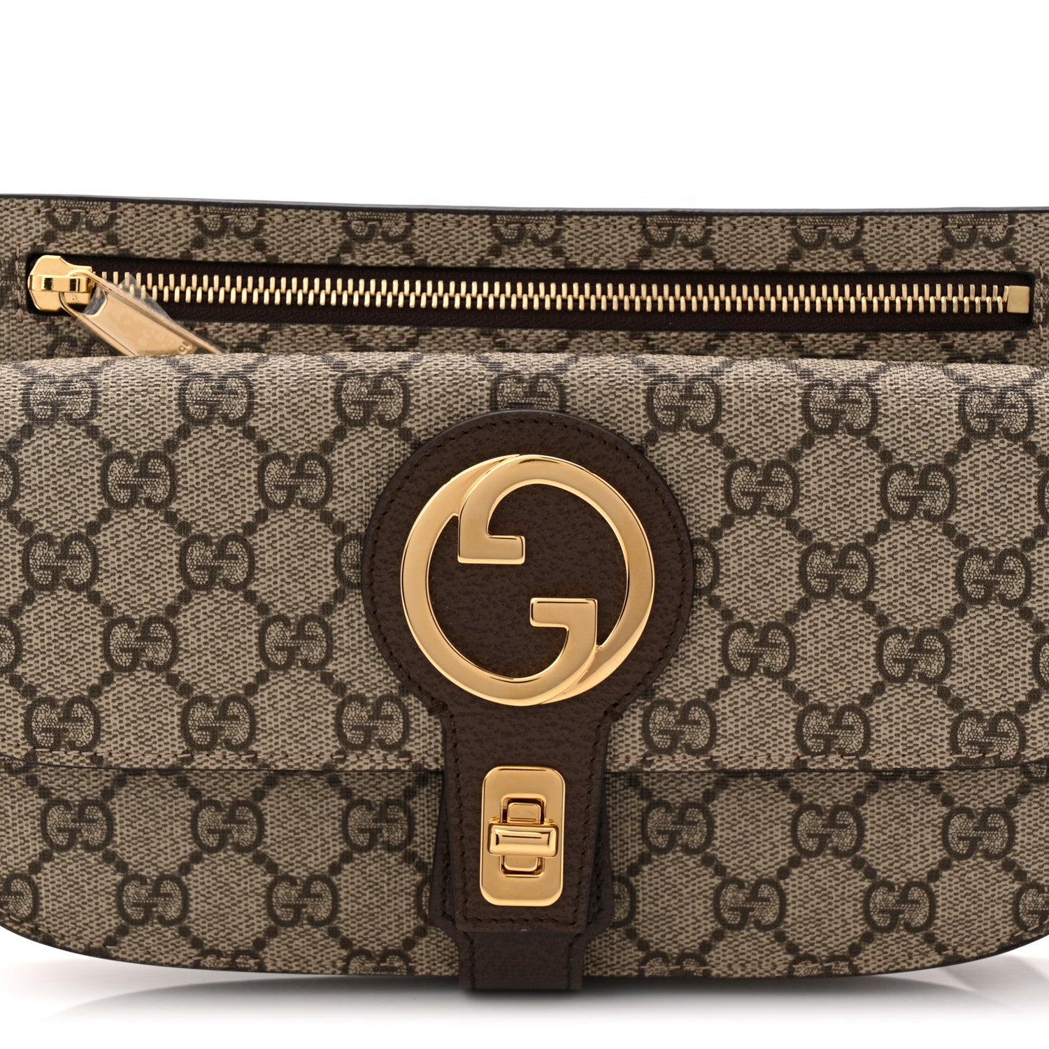 Gucci GG Supreme Monogram Textured Dollar Calfskin Blondie Belt Bag Beige Ebony New Acero 8 of 10