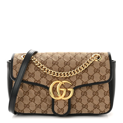 Gucci Monogram Matelasse Diagonal Small GG Marmont Shoulder Bag Beige Black 1 of 9