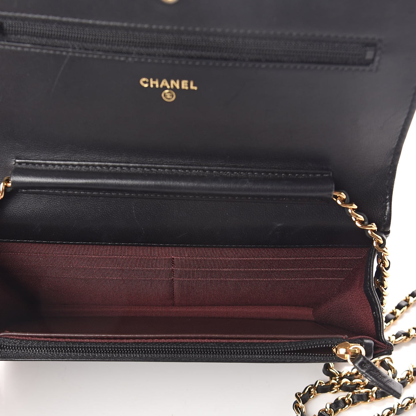 Lambskin Quilted Wallet On Chain WOC Black