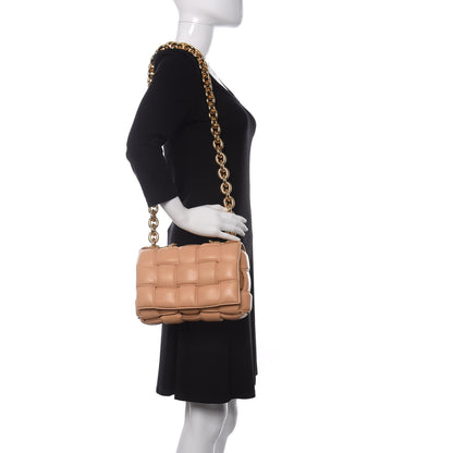 Bottega Veneta Lambskin Maxi Intreccio Padded Chain Cassette Crossbody Bag Almond 2 of 8