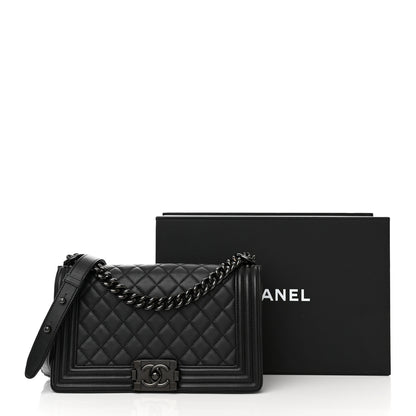 Chanel Calfskin Quilted Medium Boy Flap So Black 14 of 14