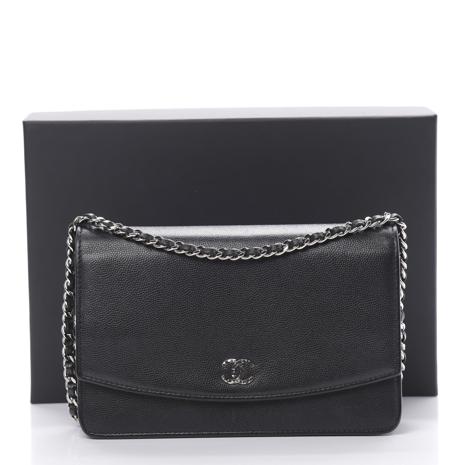 Chanel Caviar Sevruga Wallet On Chain WOC Black 14 of 14