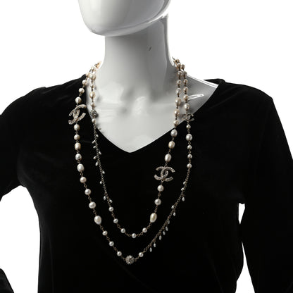 Chanel Pearl Crystal CC Long Necklace Gold 2 of 5