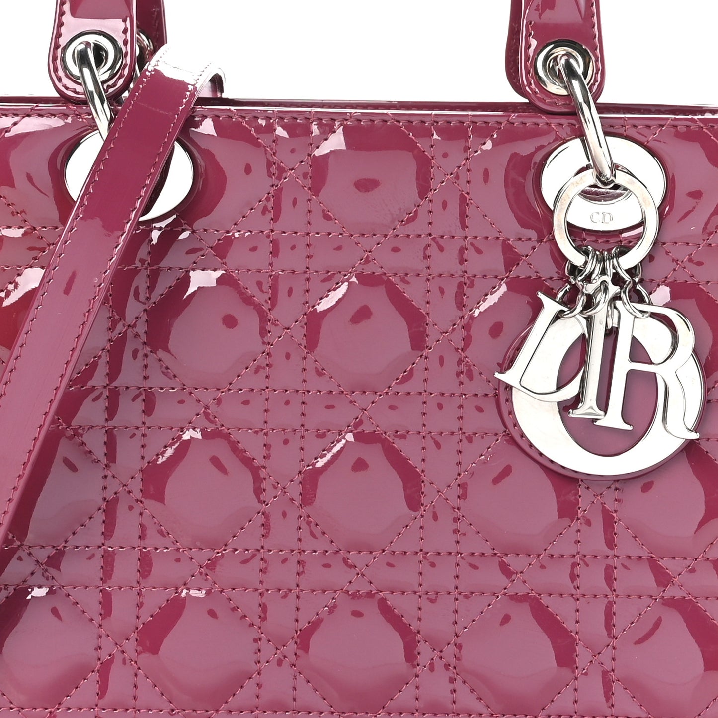 Patent Cannage Medium Lady Dior Dark Pink