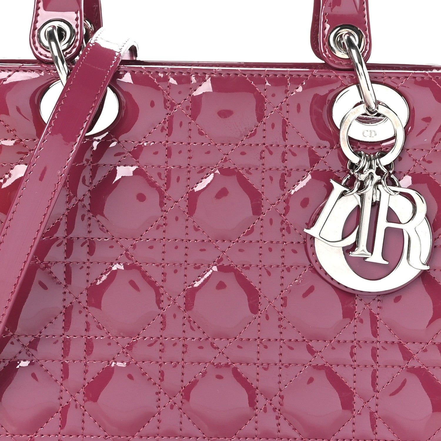 Christian Dior Patent Cannage Medium Lady Dior Dark Pink 8 of 10