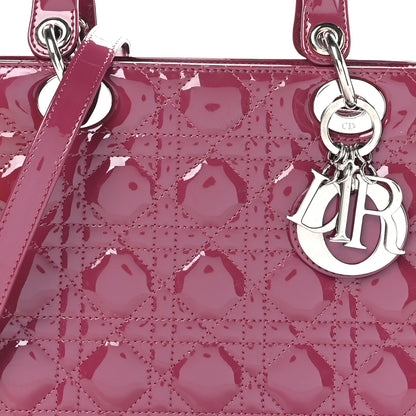 Christian Dior Patent Cannage Medium Lady Dior Dark Pink 8 of 10