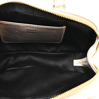 Miu Miu Metallic Nappa Matelasse Mini Arcadie Top Handle Bag Pirite 5 of 9