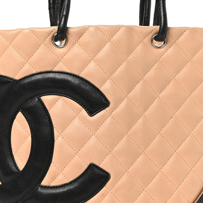 Chanel Calfskin Quilted Medium Cambon Tote Beige Black 8 of 13