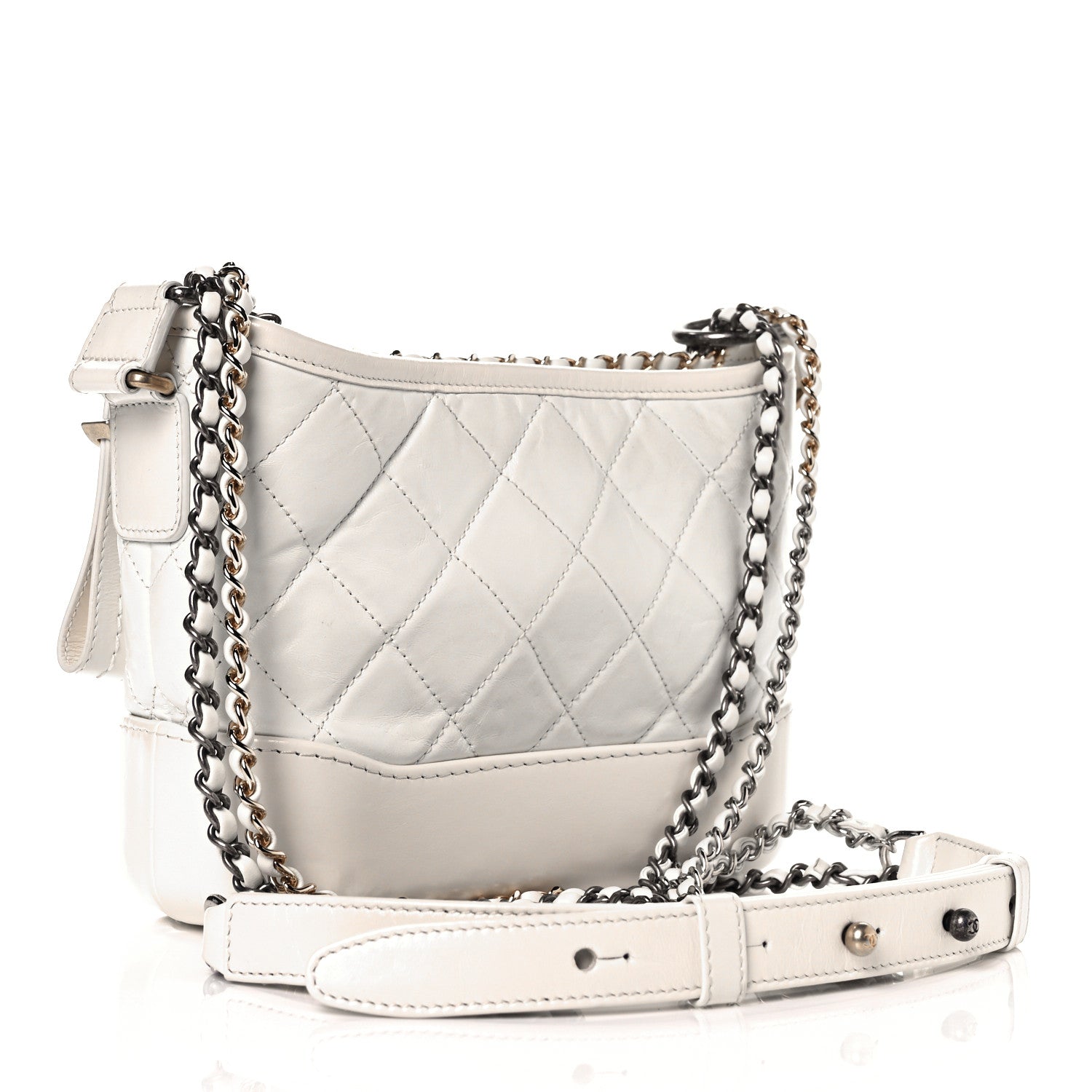 Chanel Aged Calfskin Quilted Small Gabrielle Hobo White 3 of 10