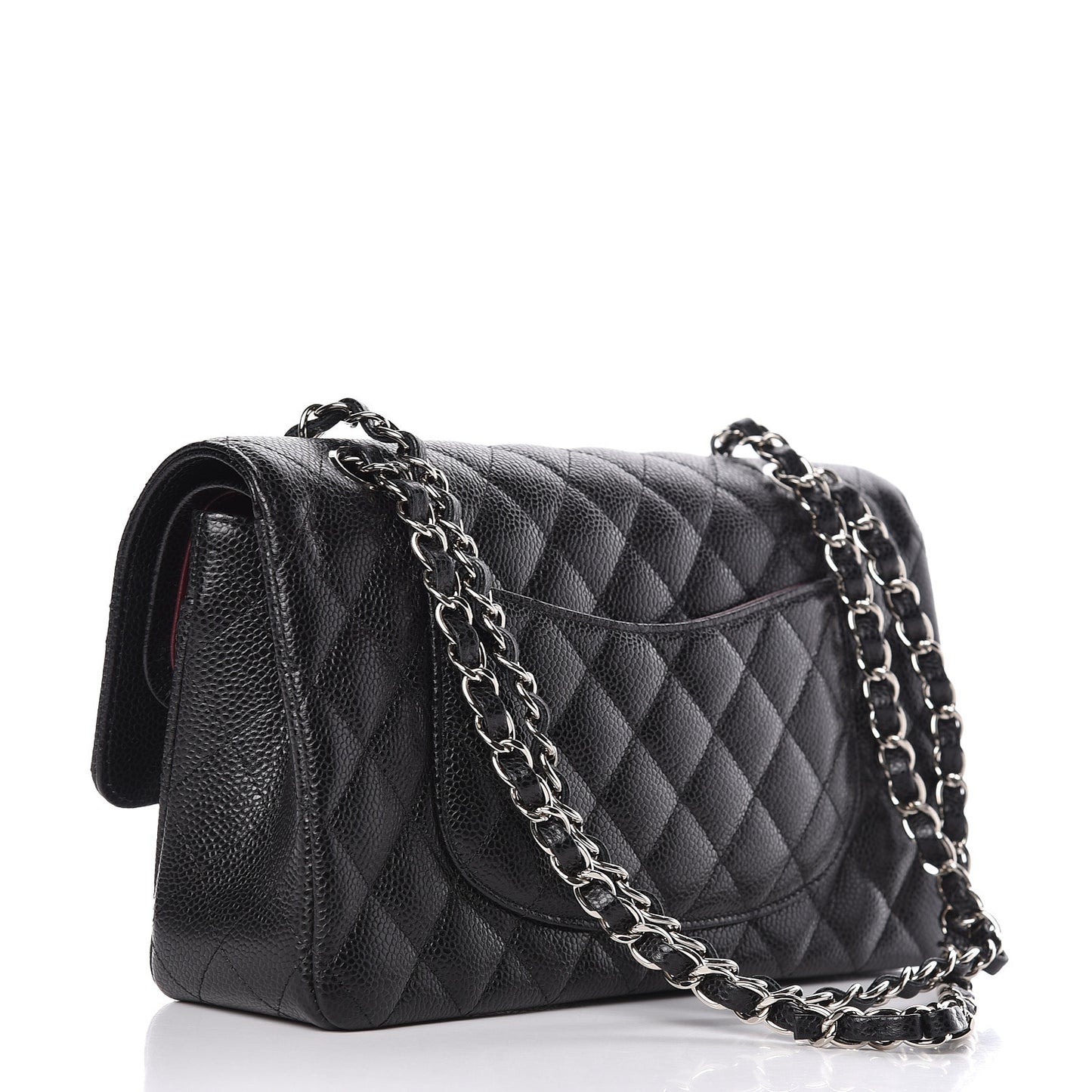 Caviar Quilted Medium Double Flap Black