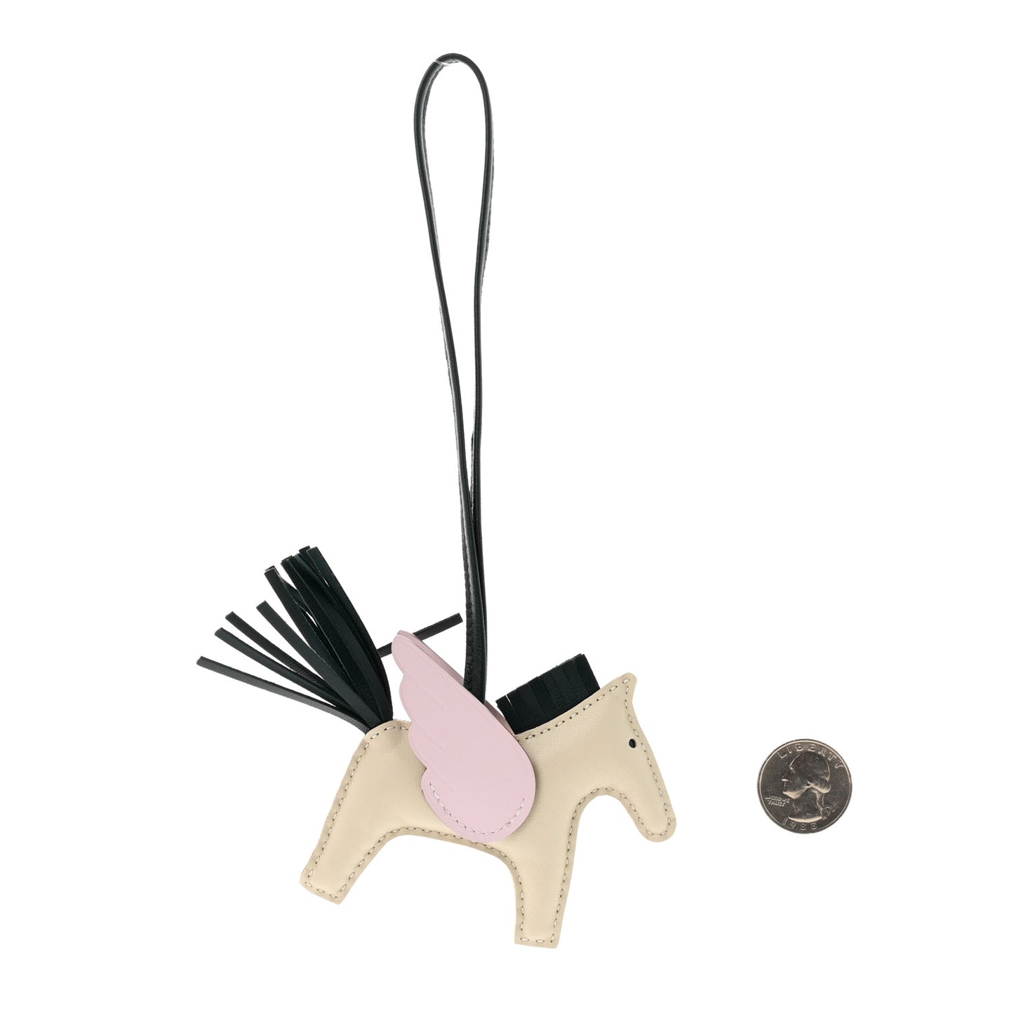 Milo Lambskin Grigri Rodeo Pegase Horse Bag Charm PM Craie Mauve Pale Vert Cypress