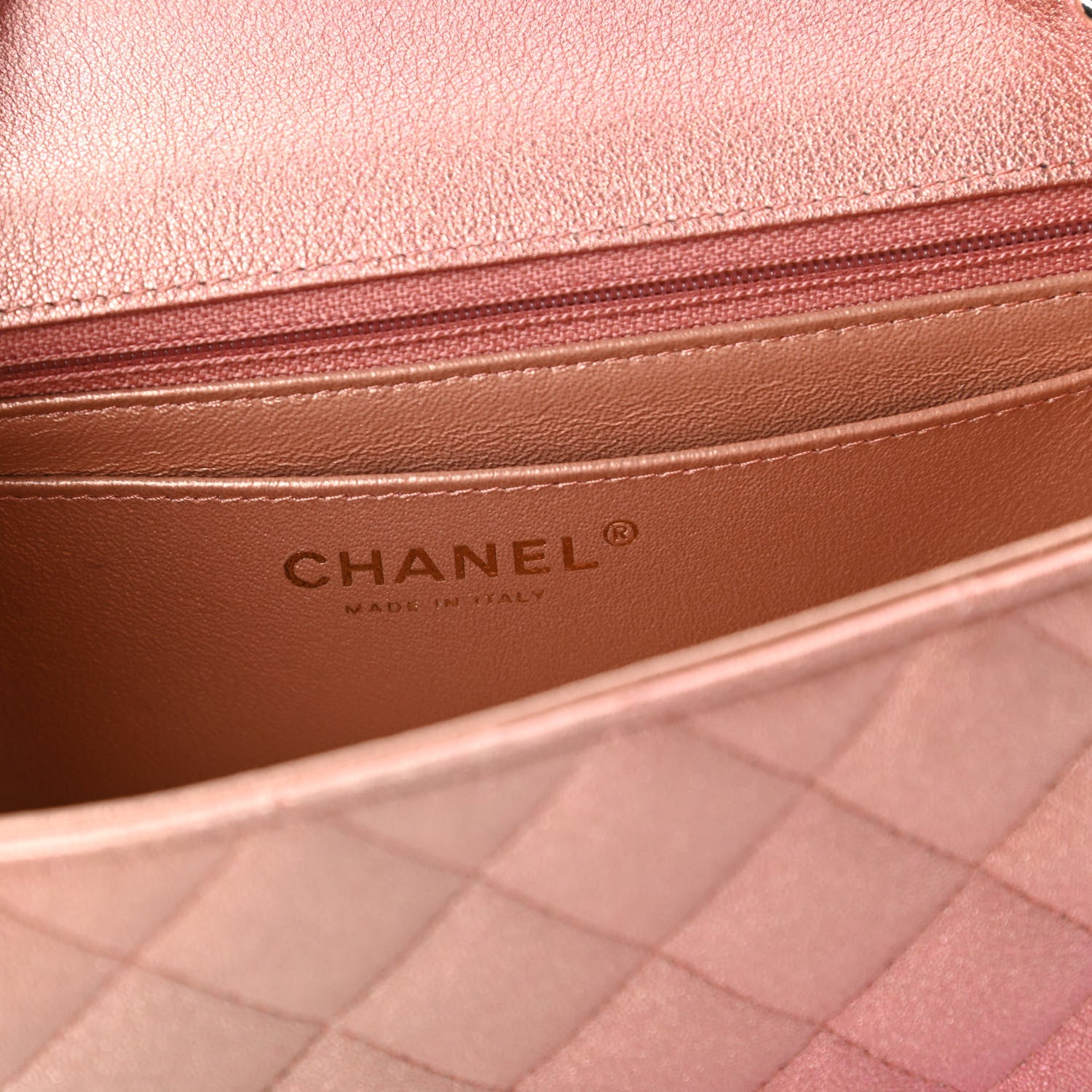 Chanel Metallic Lambskin Quilted Ombre Mini Rectangular Flap Pink 8 of 10