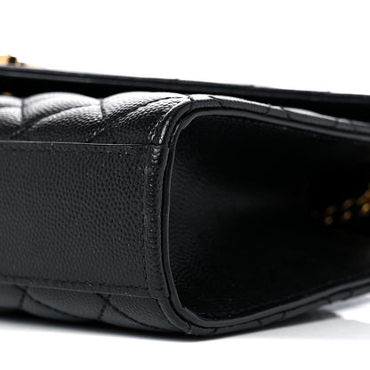 Saint Laurent Grain De Poudre Textured Mixed Matelasse Triquilt Small Monogram Satchel Black 9 of 12