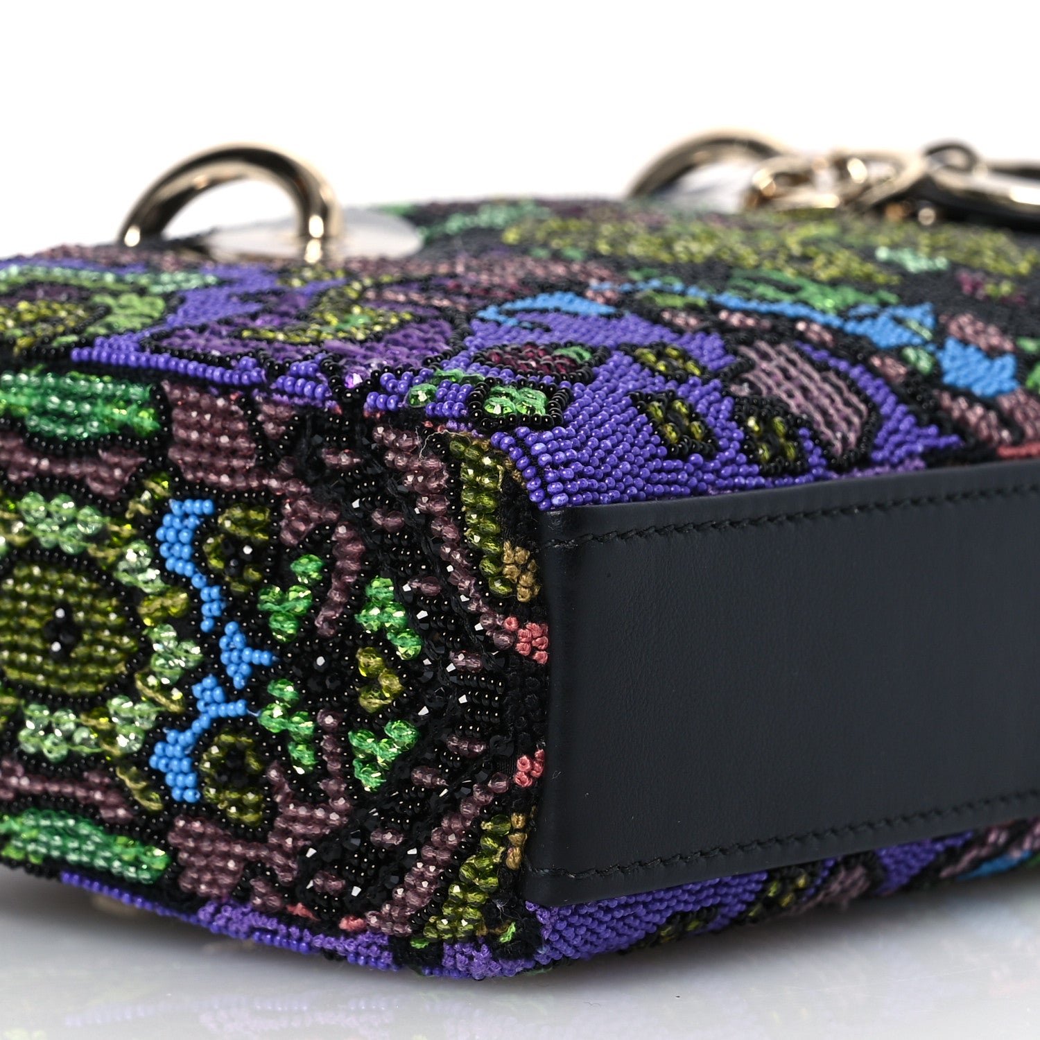 Christian Dior Lambskin Sequin Bead India Embroidered Lady D-Joy Black Multicolor 10 of 12