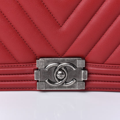 Chanel Calfskin Chevron Quilted New Medium Boy Flap Dark Red 17 of 17