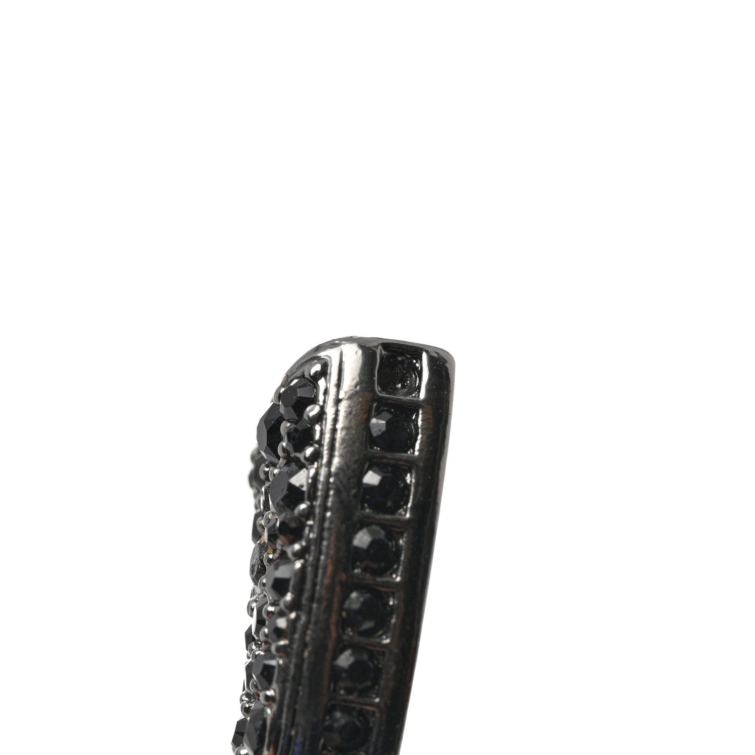 Chanel Baguette Crystal Ruthenium CC Paris Dallas Double Gun Drop Necklace 8 of 9
