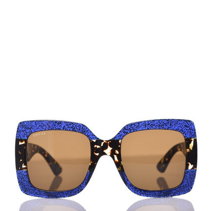 Gucci Square Frame GG0083S Sunglasses Glitter Blue Havana Brown 2 of 8