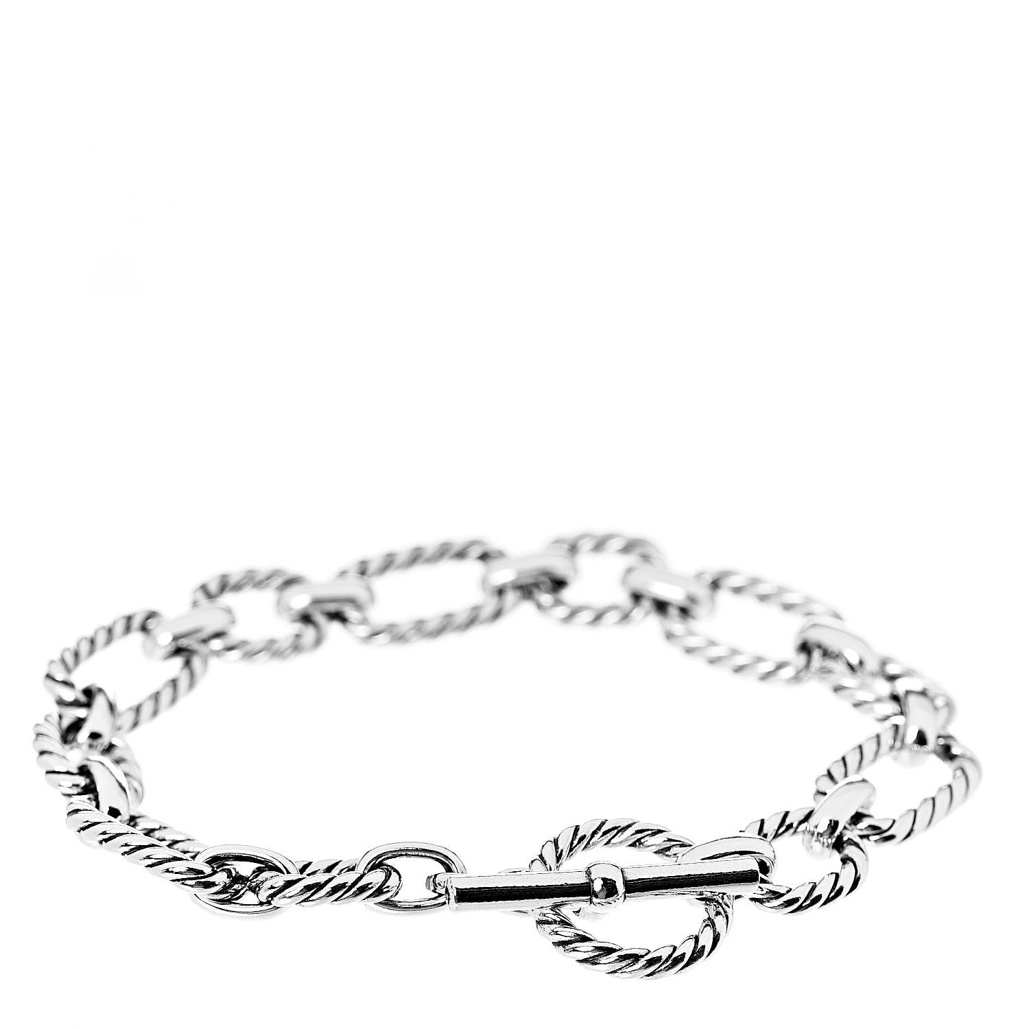 David Yurman Sterling Silver Blue Sapphire 9.5mm Cushion Link Bracelet 3 of 4
