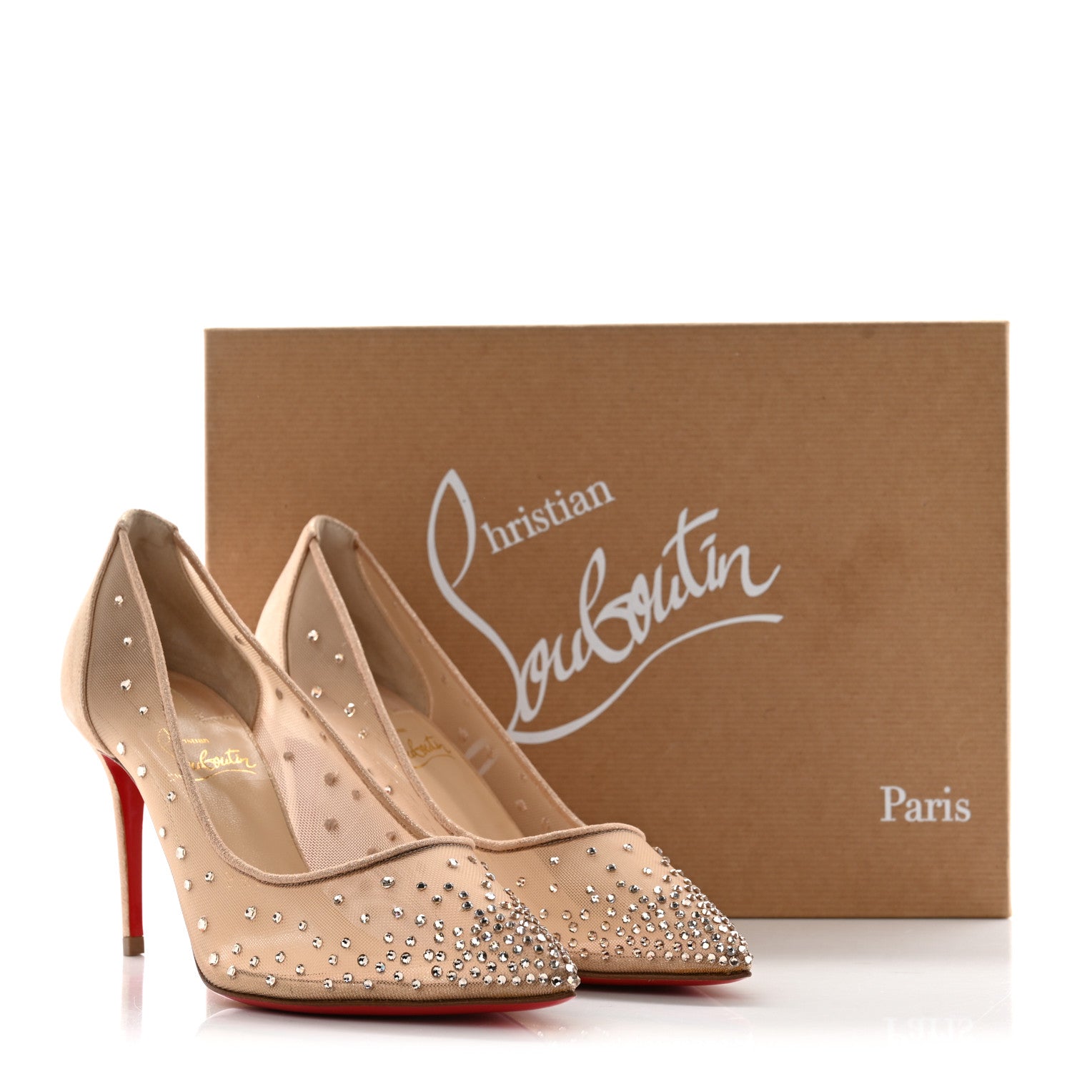 Christian Louboutin Suede Lame Crystal Strass Follies 85 Pumps 35.5 Light Silk 11 of 11