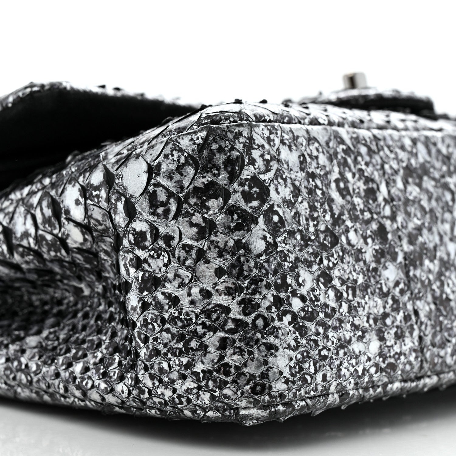 Chanel Metallic Snakeskin Medium Double Flap Black Silver 9 of 12