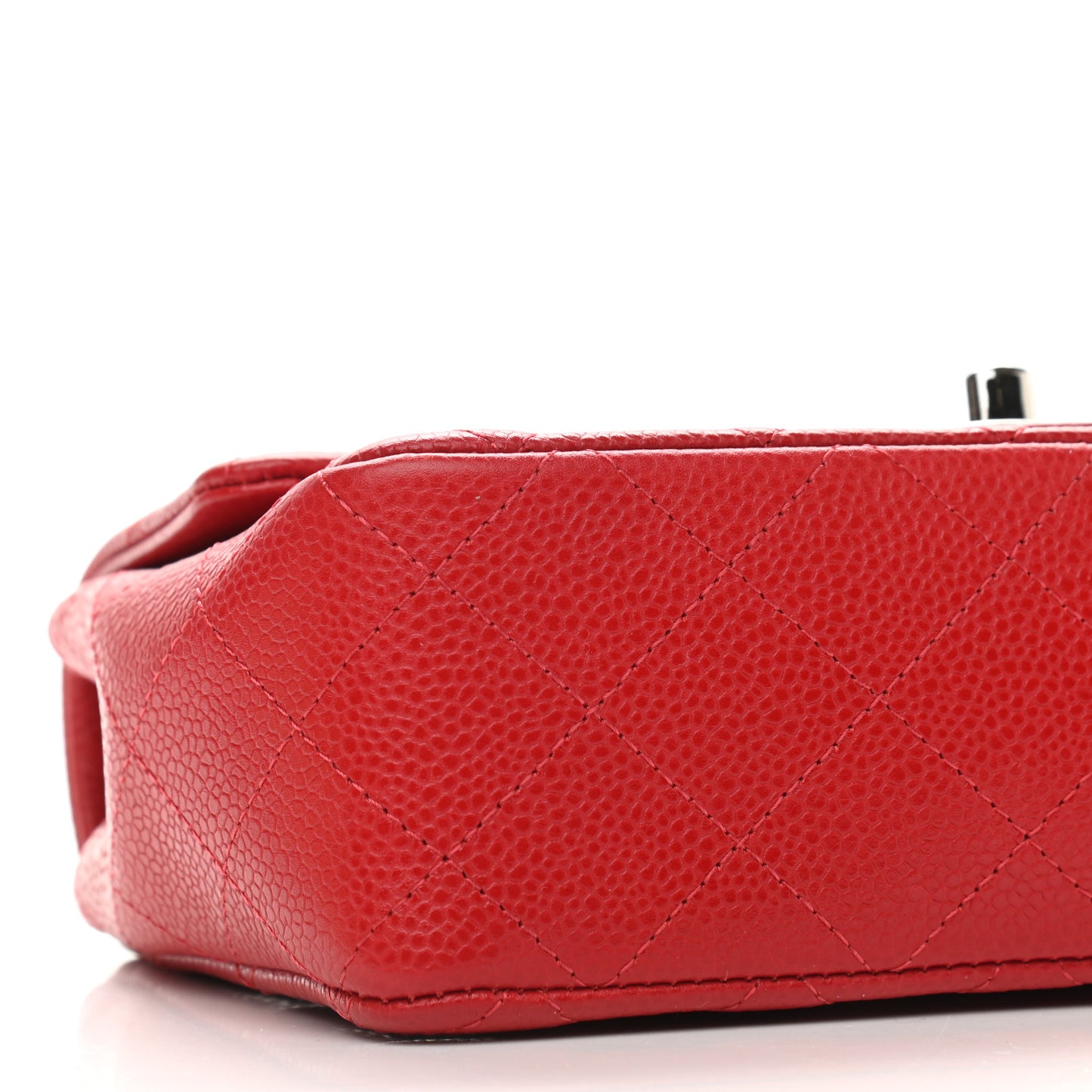Caviar Quilted Mini Rectangular Flap Red
