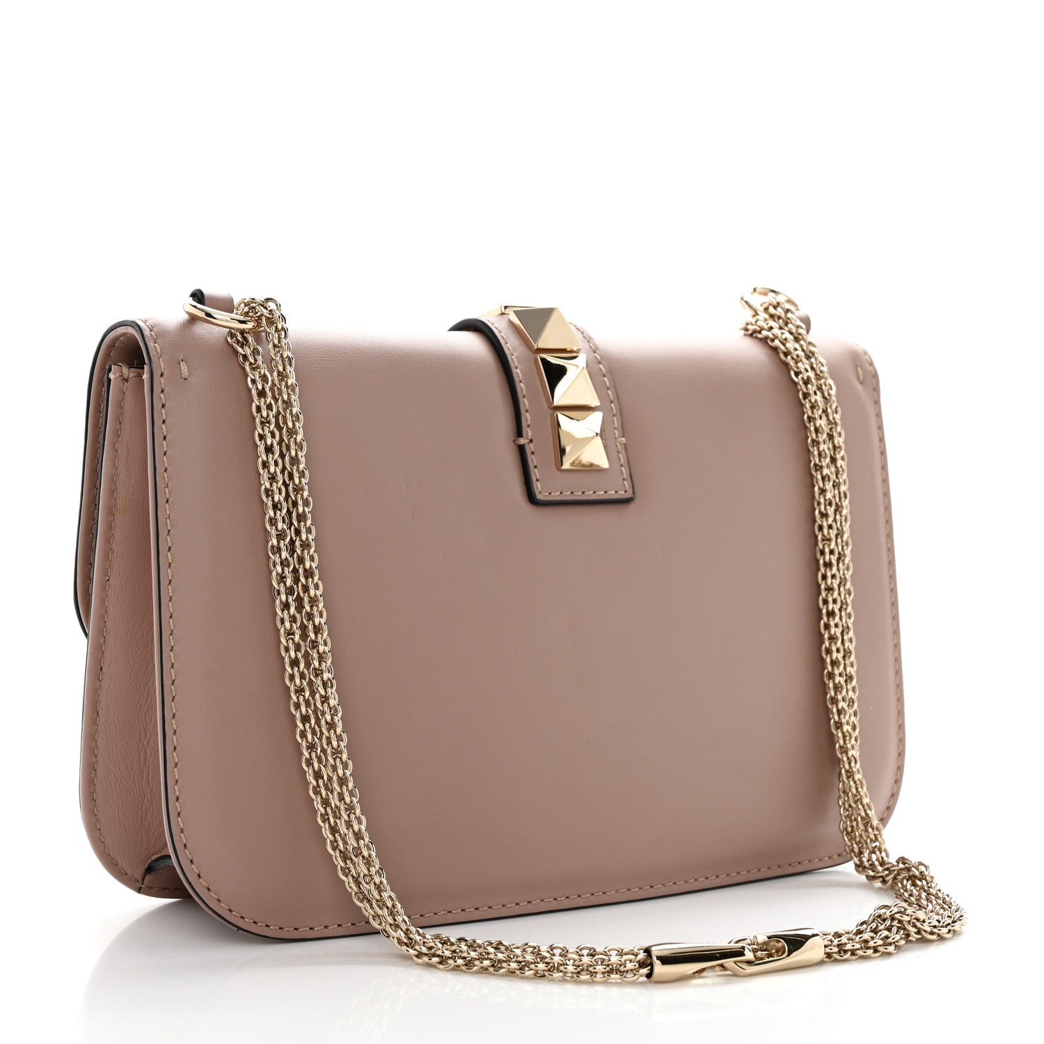 Valentino Garavani Vitello Medium Glam Lock Rockstud Flap Poudre 2 of 10