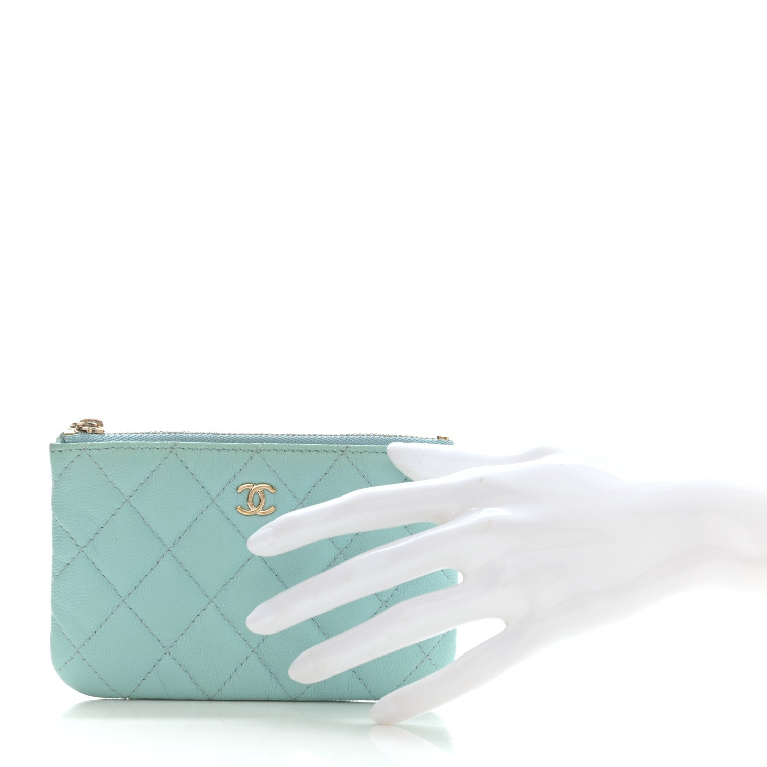 Chanel Caviar Quilted Small Cosmetic Case Light Blue 2 of 13