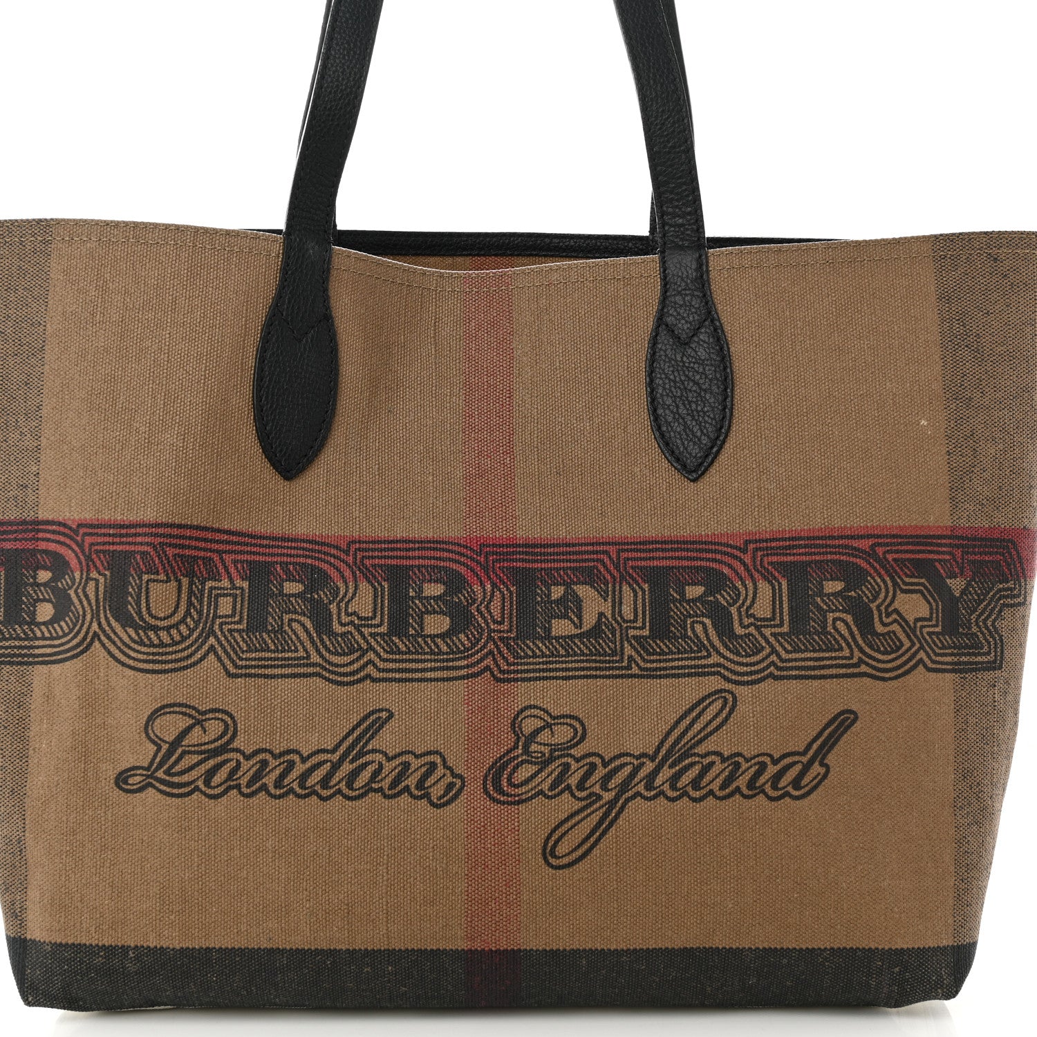 Burberry Coated Canvas Mega Check Medium Doodle Tote Black 6 of 10