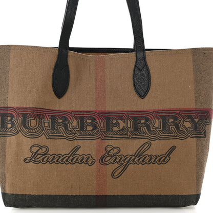 Burberry Coated Canvas Mega Check Medium Doodle Tote Black 6 of 10