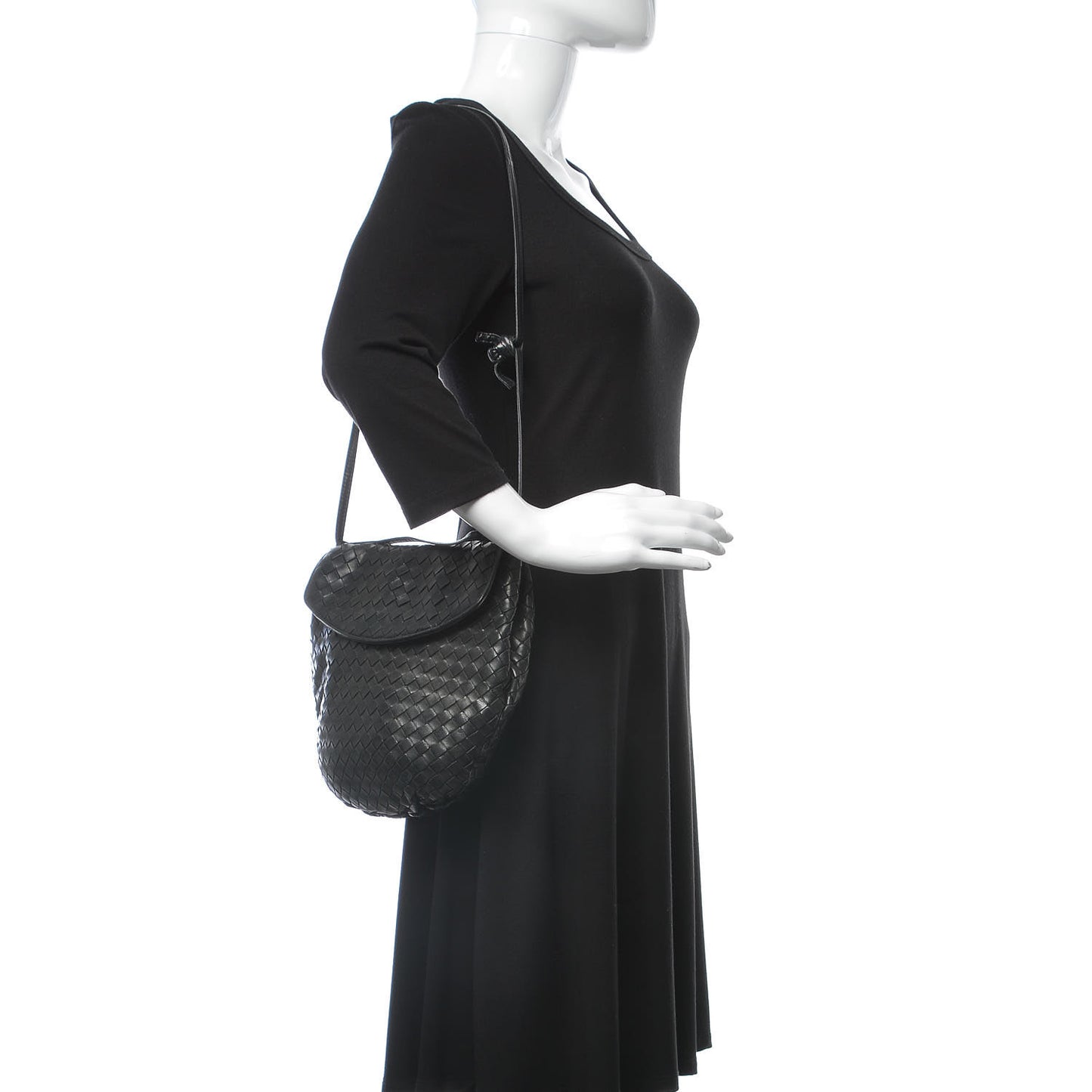 Nappa Intrecciato Crossbody Bag Black