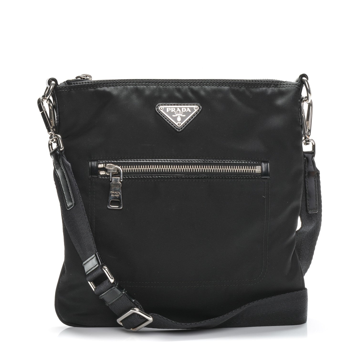 Prada Nylon Small Flat Messenger Bag Black 1 of 6