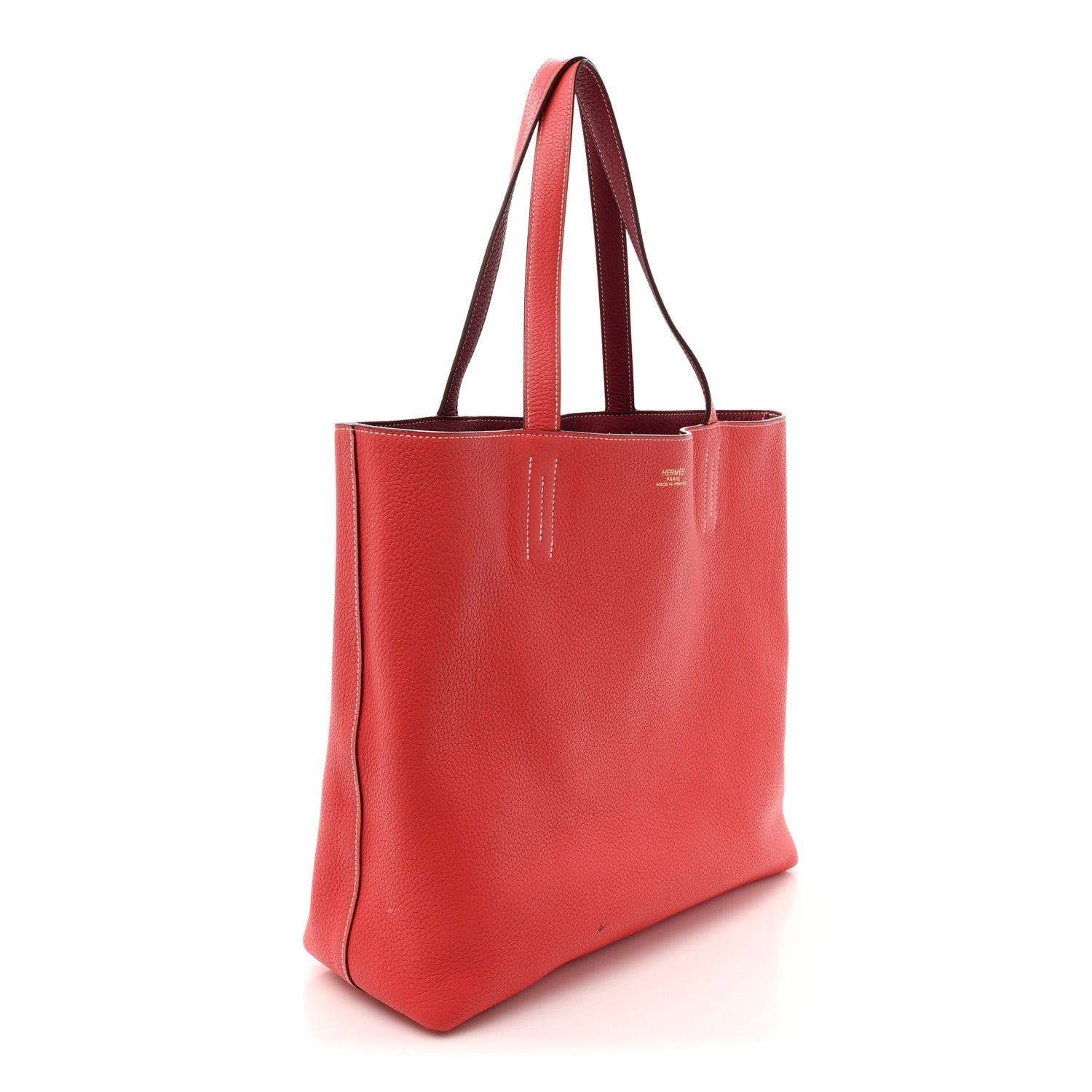 Hermes Taurillon Clemence Double Sens 36 Reversible Tote Rubis Bougainvillea 4 of 20