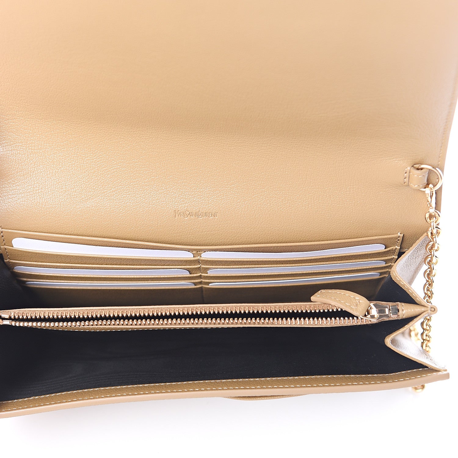 Saint Laurent Calfskin Belle de Jour Chain Clutch Beige 4 of 8