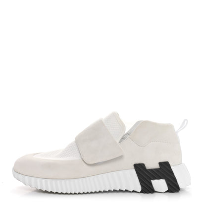 Hermes Suede Goatskin Knit H Womens Sneakers 39 White 1 of 7