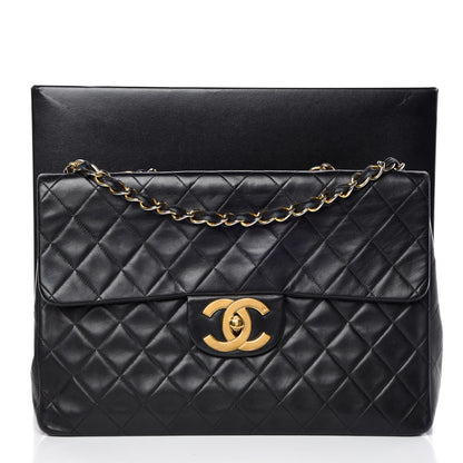 Chanel Lambskin Quilted XL Jumbo Single Flap Black 23 of 23