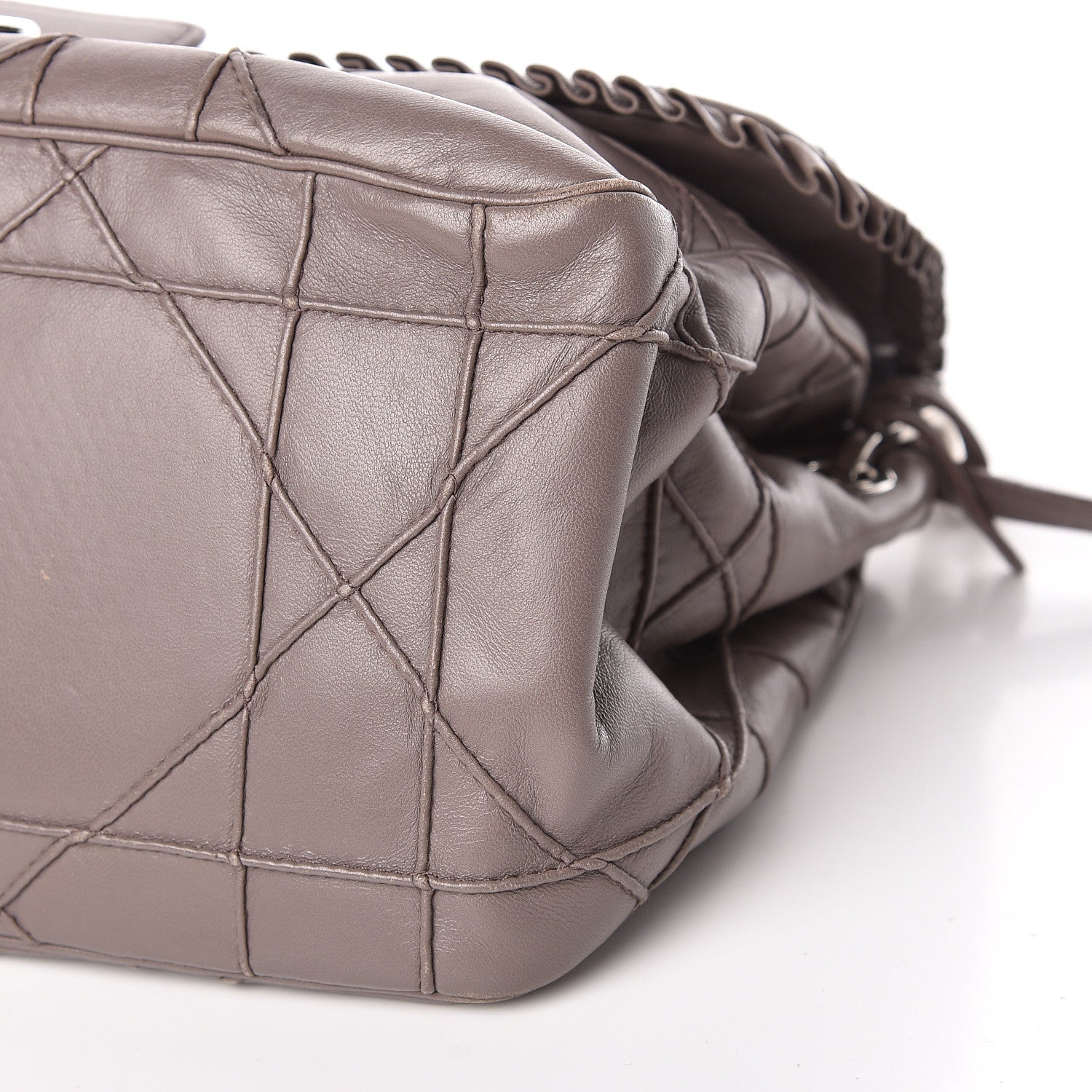 Christian Dior Lambskin Cannage Ruffle New Lock Flap Dark Taupe 10 of 13