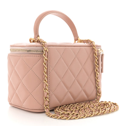 Chanel Lambskin Quilted Small Top Handle Vanity Case With Chain Beige 3 of 11
