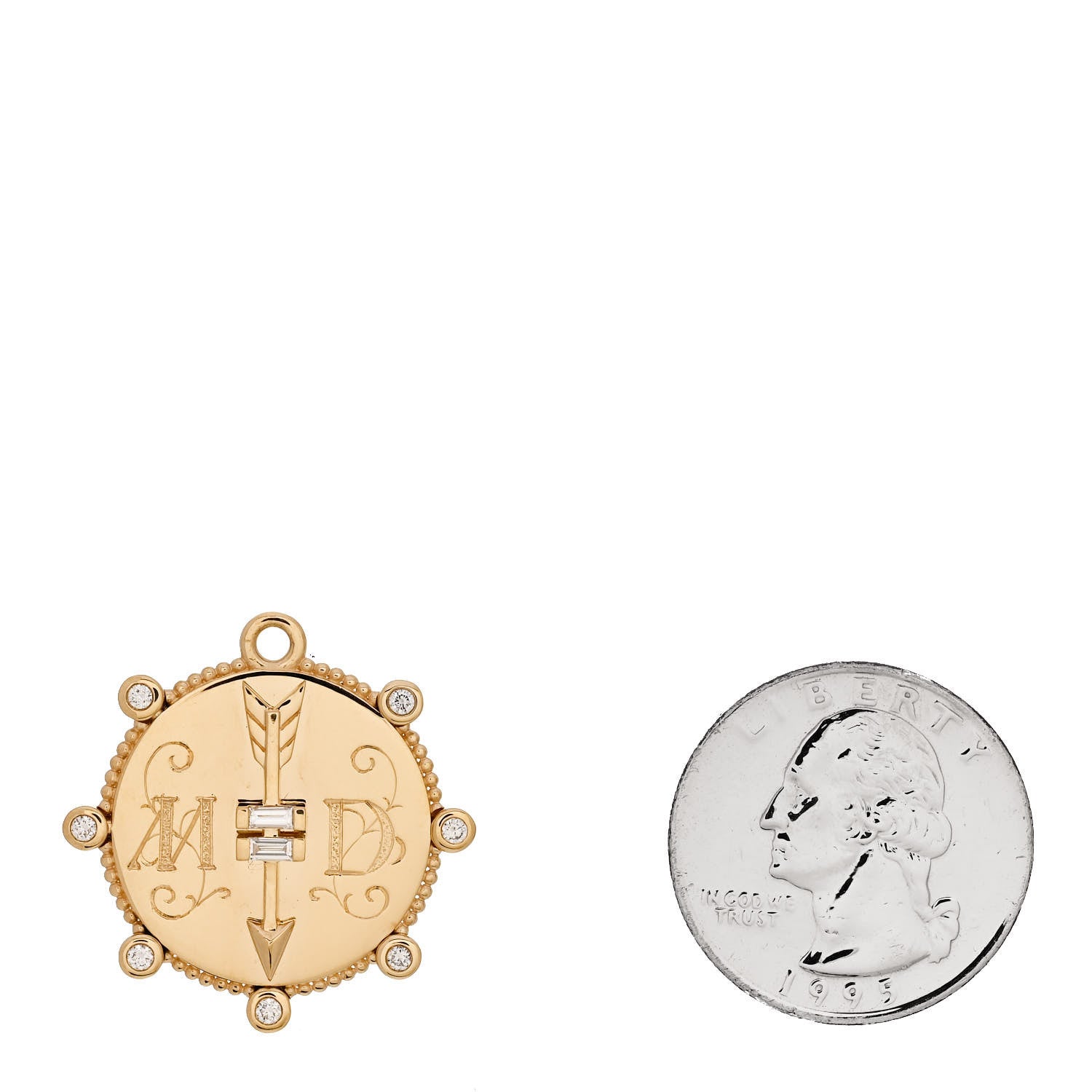 Foundrae 18K Yellow Diamond Large Heart at Peace Medallion Pendant 2 of 4