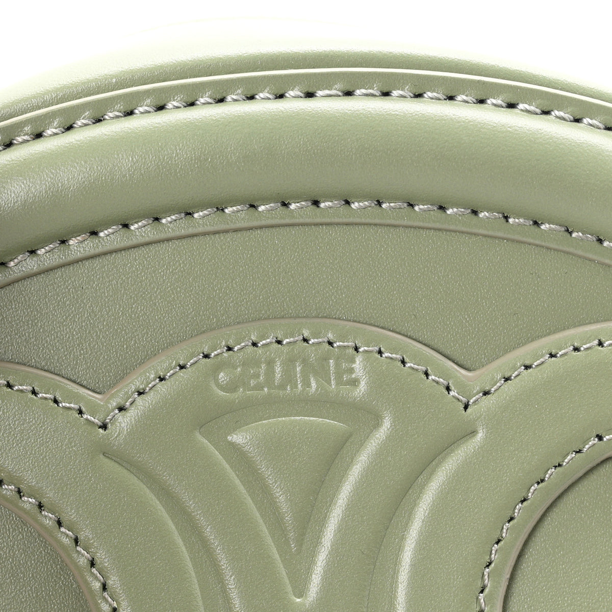 Celine Smooth Calfskin Cuir Small Triomphe Oval Crossbody Purse Sage 6 of 10