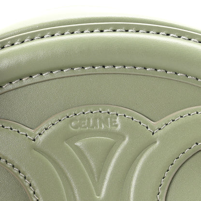 Celine Smooth Calfskin Cuir Small Triomphe Oval Crossbody Purse Sage 6 of 10