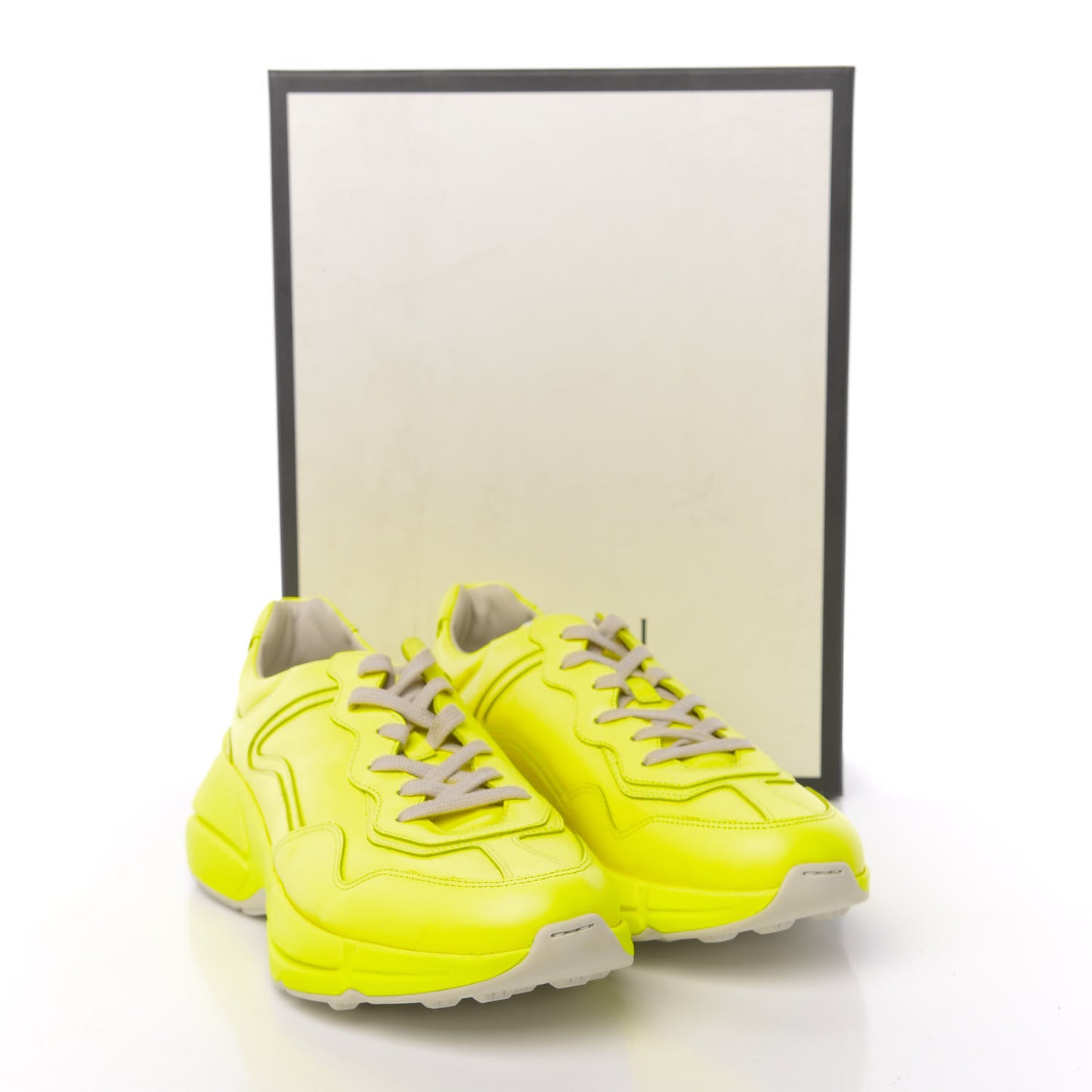 Calfskin Mens Rhyton Sneakers 9 Yellow Fluo