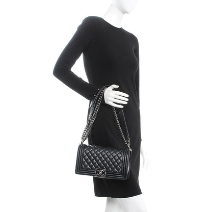 Chanel Metallic Calfskin Quilted Medium Boy Flap Black 3 of 9