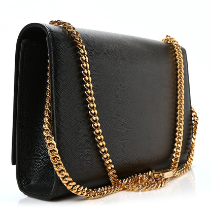 Saint Laurent Grain De Poudre Medium Classic Monogram Kate Satchel Black 3 of 10