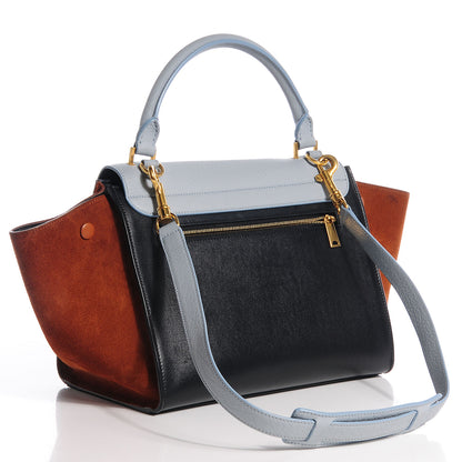 Celine Pebbled Calfskin and Suede Small Tri-Color Trapeze Light Blue 3 of 9