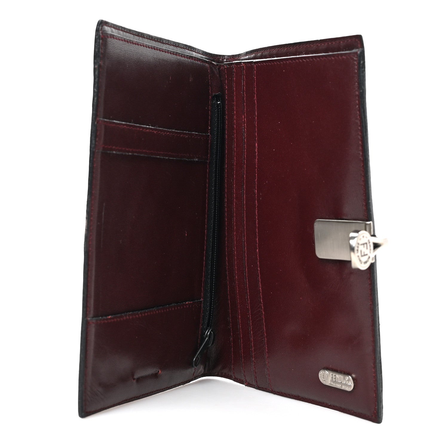 Fendi Calfskin Woven Passport Cover Red 5 of 6