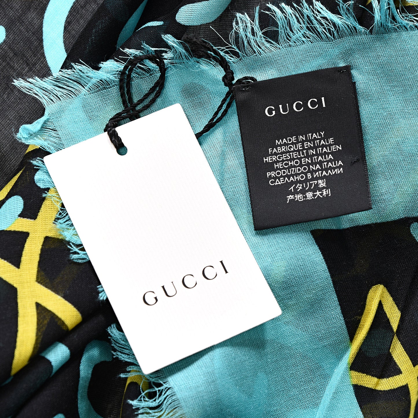 Modal Silk GucciGhost Print Shawl Black Multicolor